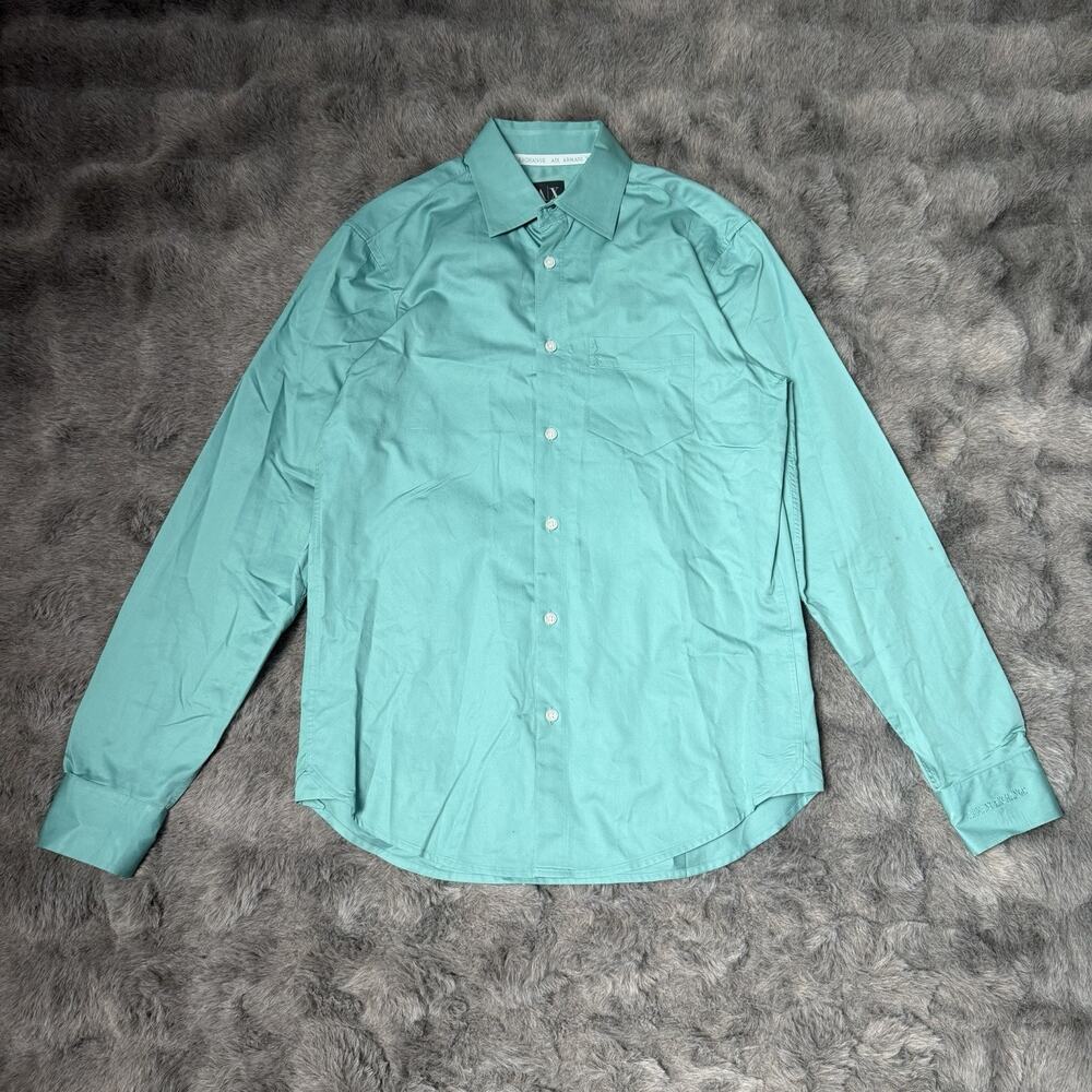 Armani Exchange Teal Blue Long Sleeve Button Down Shirt Size Small